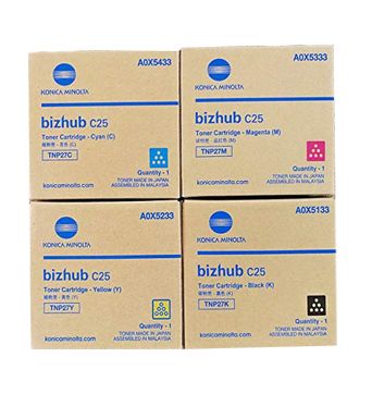 bizhub C25 トナー TNP27 イエロー マゼンタ シアン ３色５個 Konica Minolta TNP27 CYMK Toner Cartridge Set